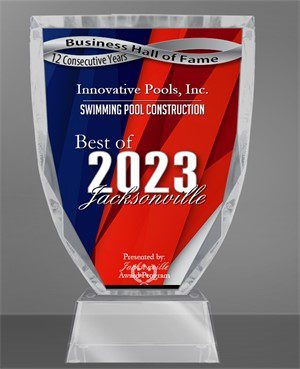 A red, white and blue award with the words " best of 2 0 2 3 jacksonville."